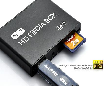 Odtwarzacz multimedialny MP013 Mini 1080P HD z HDMI / AV / USB / SD / MMC - czarny