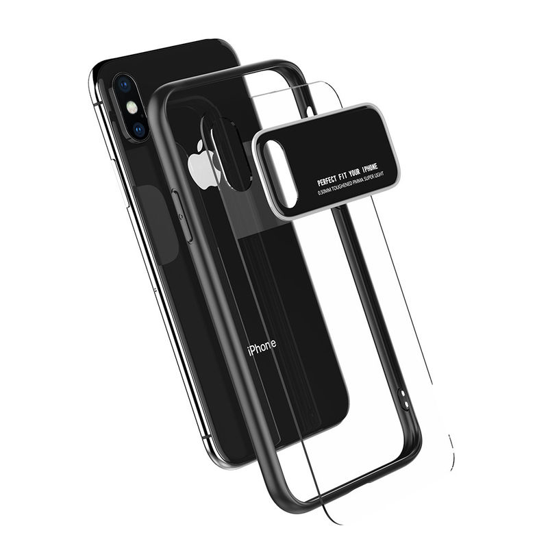 Luxury Shockproof Clear Phone Case For Iphone x Tempered Glass Phone Case Transparent